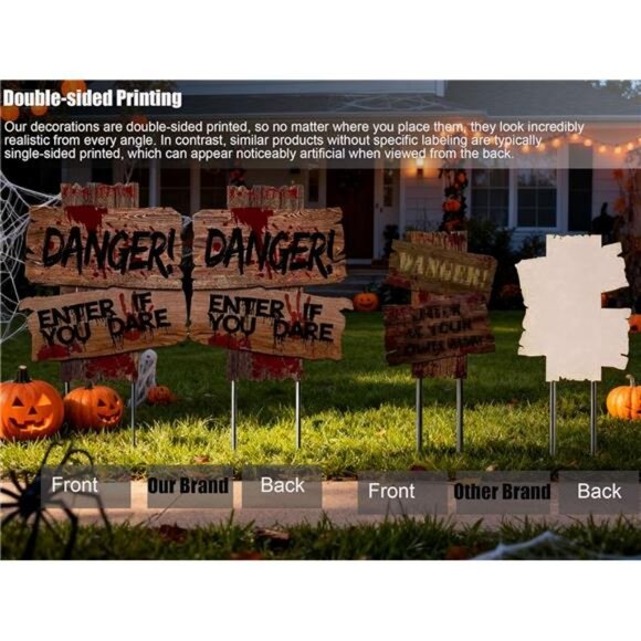 Halloween Decorations, 3 Pack 19" x 16" Yard Signs Stakes Props Outdoor Decor - Picture 4 of 8